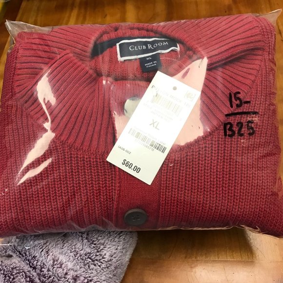 New Club Room Ribbed Four-Button Sweater Men's XL Ablaze Mock Neck Long Sleeve - Picture 10 of 10